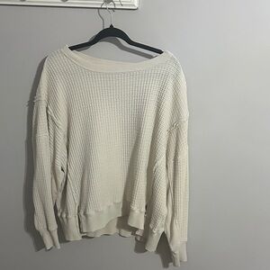 American Eagle Outfitters Cream Waffle Knit Sweater